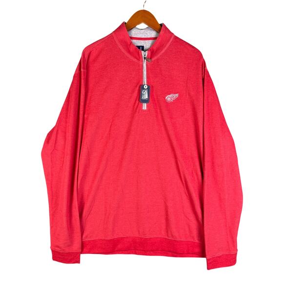 Johnnie O Detroit Redwings NHL Sully 1/4 Zip Long Sleeve Red Mens 2XL NEW NWT - Picture 1 of 10
